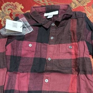 Red and Black Plaid Button-Up Shirt